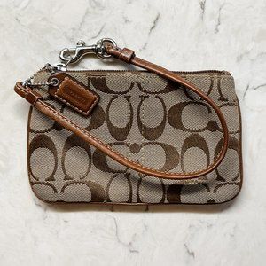 Coach Corner Zip Wristlet in Signature Canvas